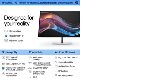 HP Series 7 Pro 27 inch 4K Thunderbolt 4 Monitor - 727pk HP Series 7 Pro 27 inch 4K Thunderbolt 4 Monitor - 727pk